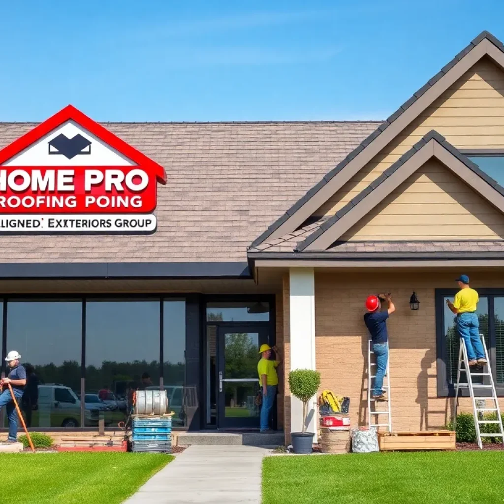Office of Home Pro Roofing and Aligned Exteriors Group with staff working on roofing projects.