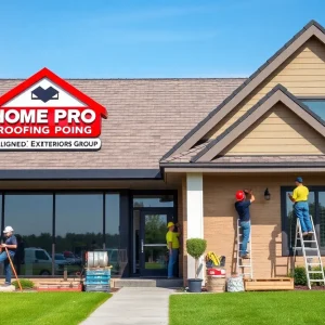 Office of Home Pro Roofing and Aligned Exteriors Group with staff working on roofing projects.