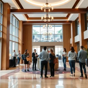 Engaged employees in IHG hotel lobby