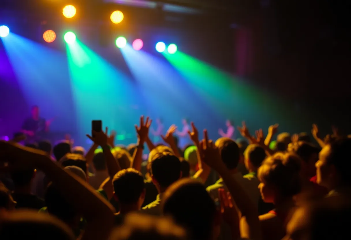 Livestream of a concert featuring a guitarist performing on stage.