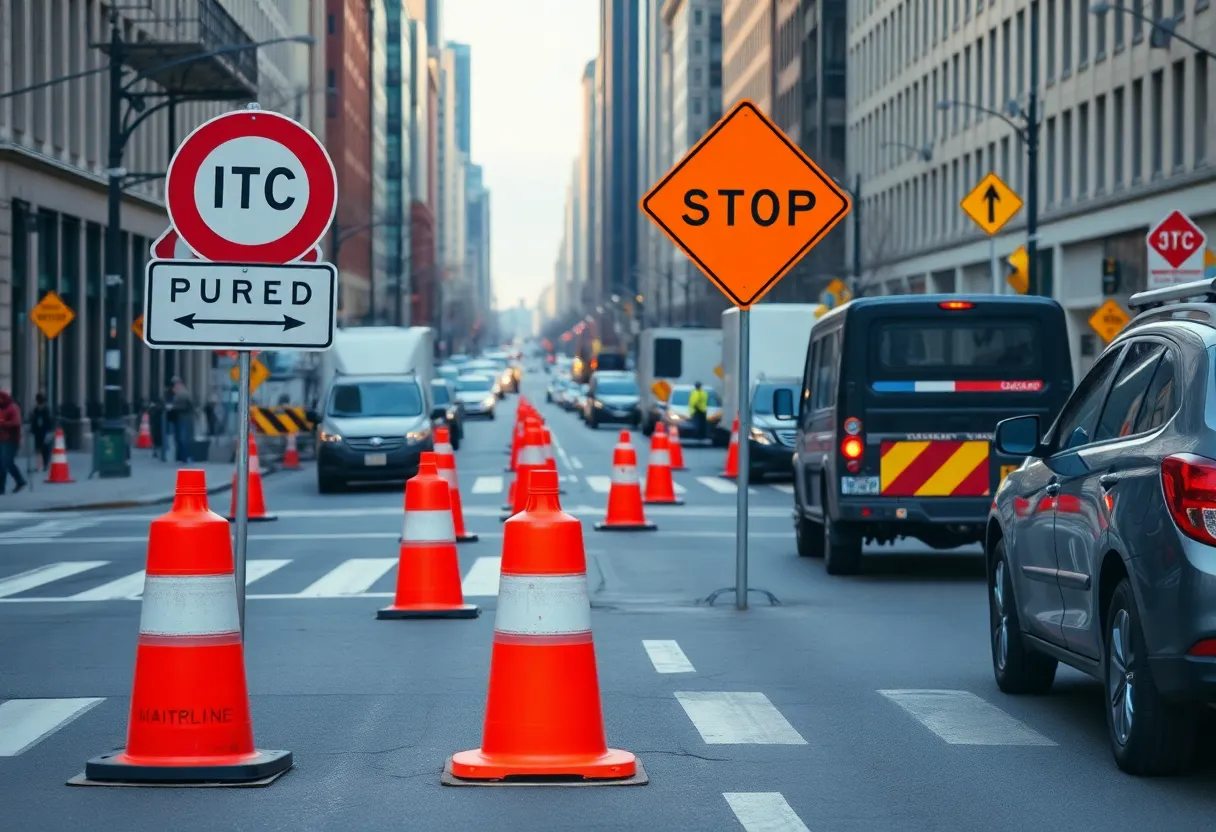 Construction work on M-37 in Kentwood with traffic detours.