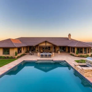 Exterior view of a luxury ranch home in Grand Rapids surrounded by nature
