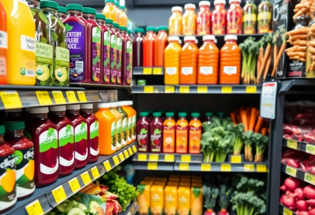 Display of natural food colors from fruits and vegetables