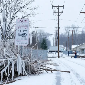 Icy landscape in Northern Michigan post storm