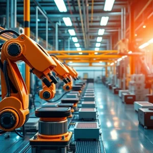 Nvidia's advanced AI manufacturing facility with robotic automation
