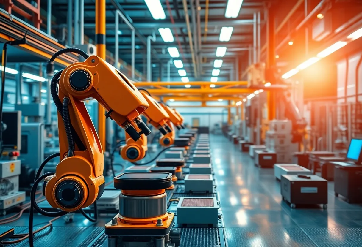 Nvidia's advanced AI manufacturing facility with robotic automation