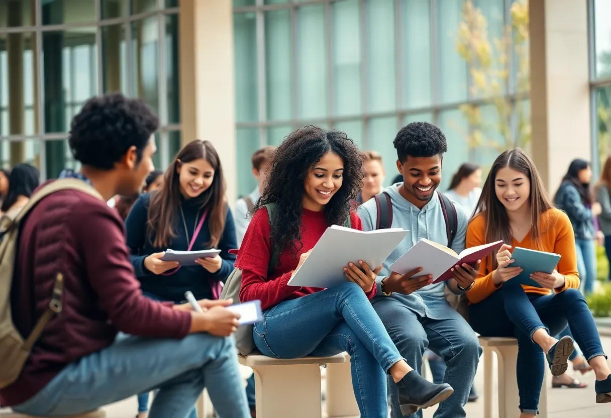 Students participating in campus activities at Grand Rapids Community College