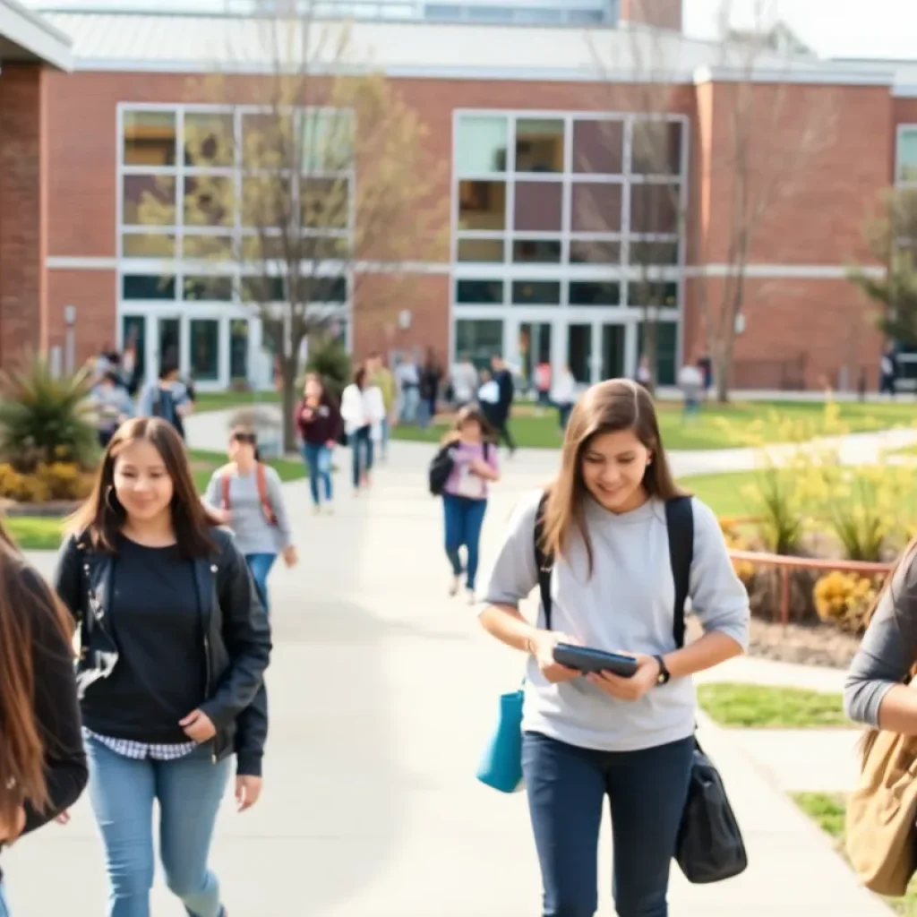 Diverse students at Grand Rapids Community College campus