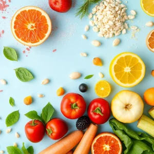An assortment of natural food items reflecting the shift from synthetic dyes.