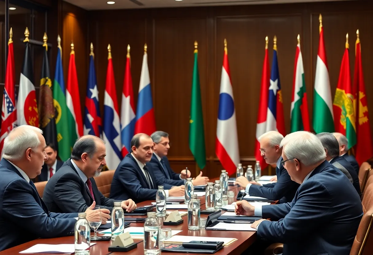 Finance leaders discussing global trade policies