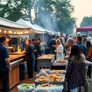 Crowd enjoying BBQ and live music at the Barley BBQ Beats event in Grand Rapids.