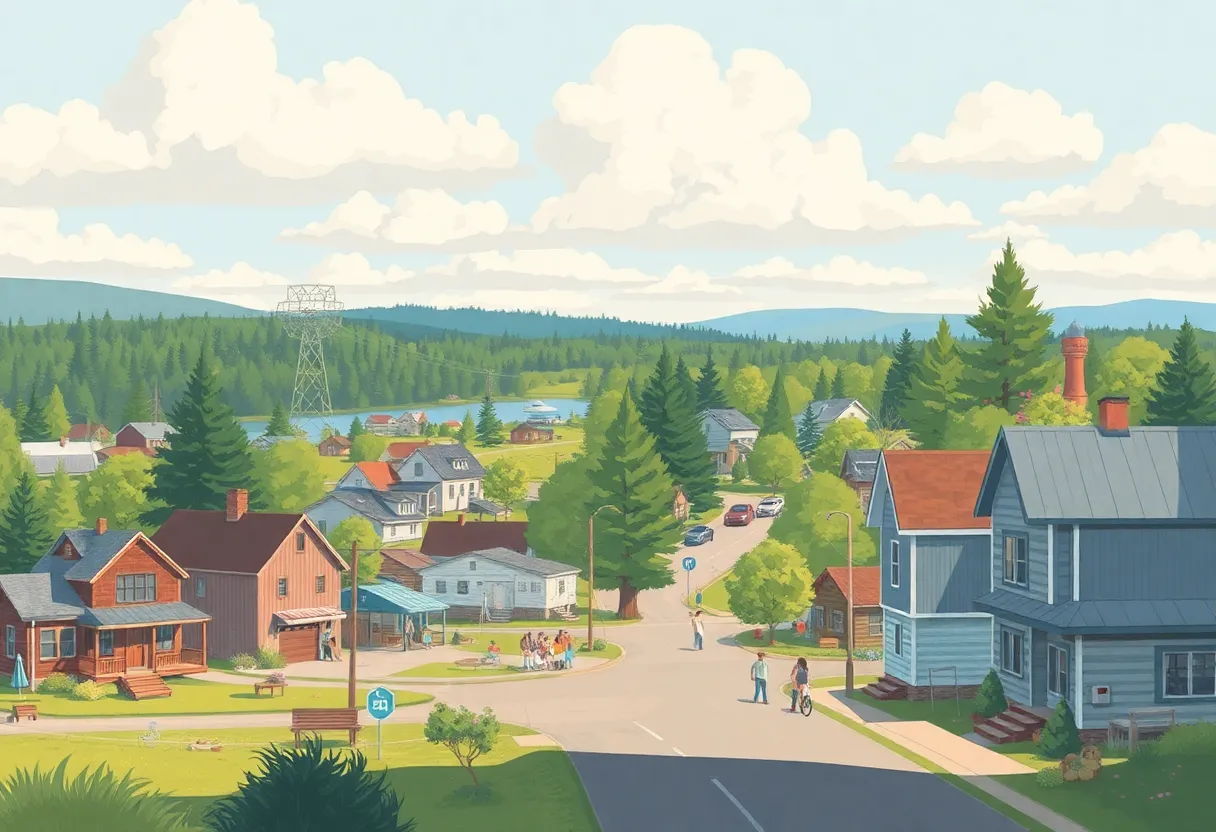 A picturesque view of northern Michigan showcasing small-town life.