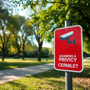 Sign promoting privacy awareness in a public space