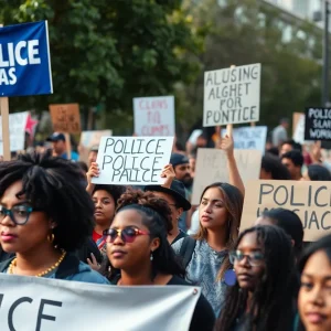 Community rally advocating for police accountability and justice