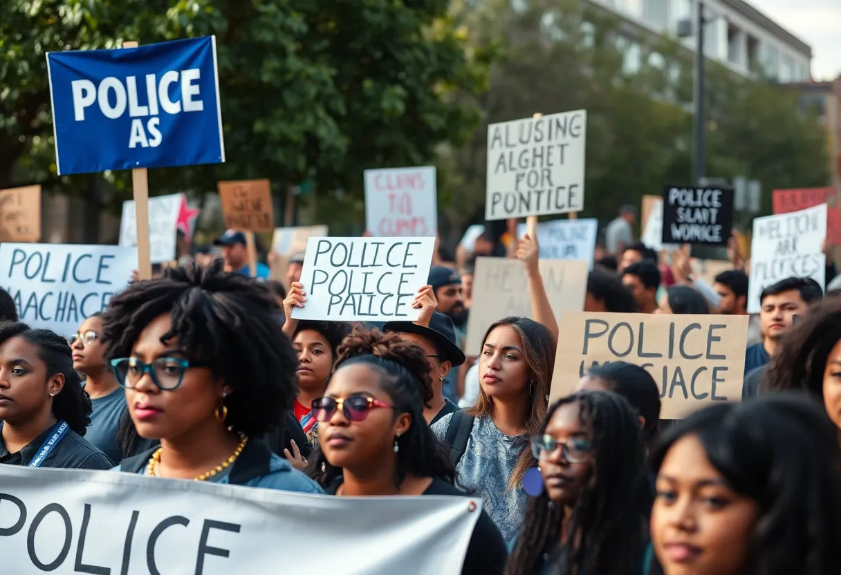 Community rally advocating for police accountability and justice