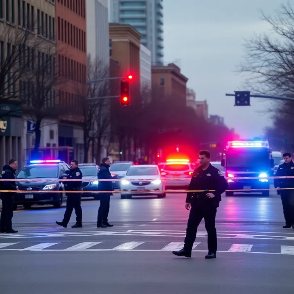 Detroit police securing a shooting scene