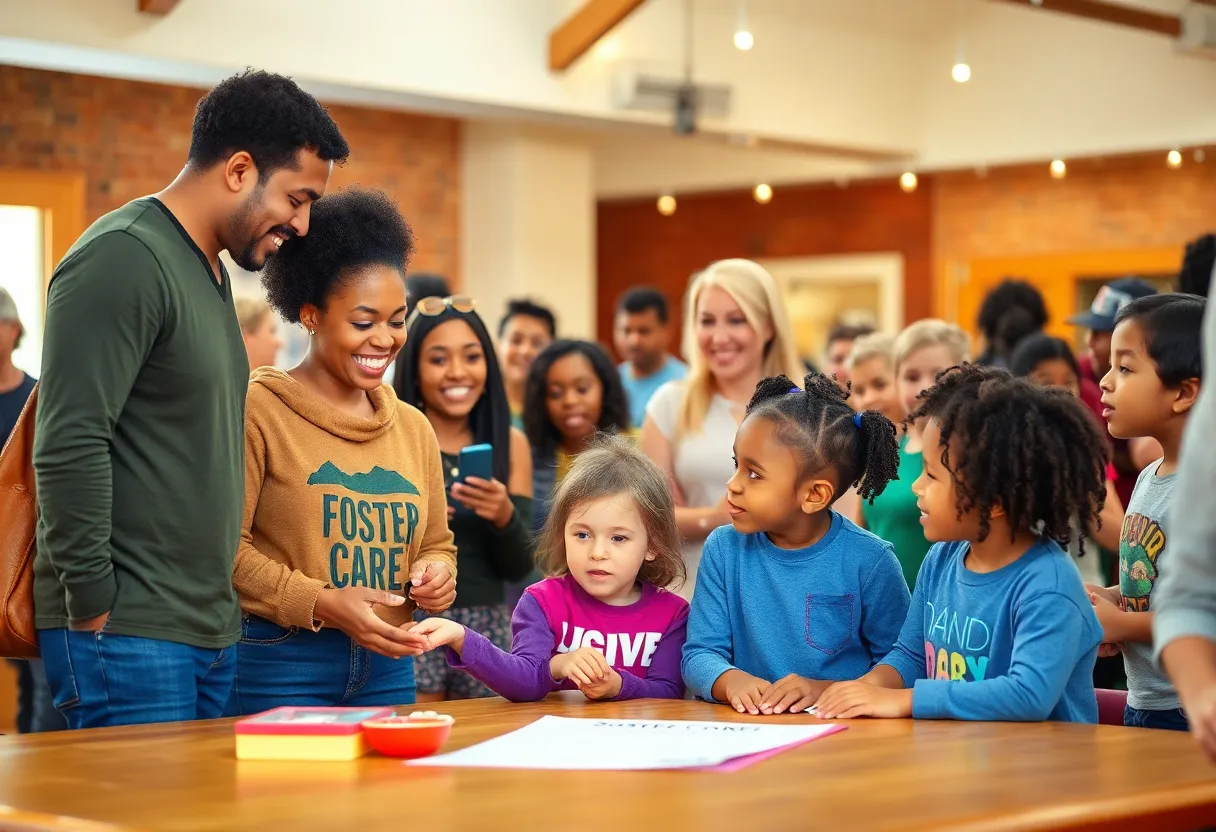 Community event for foster care awareness with families and children