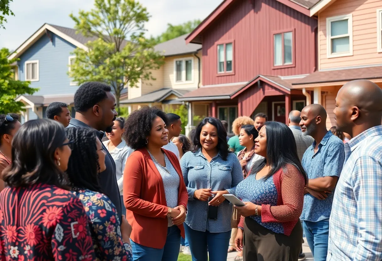 Community members discussing affordable housing solutions in Grand Rapids
