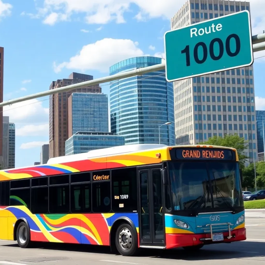 City bus on Route 1000 in Grand Rapids West Side