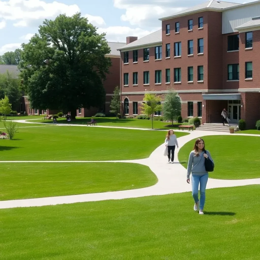Green campus landscape of Grand Rapids Community College