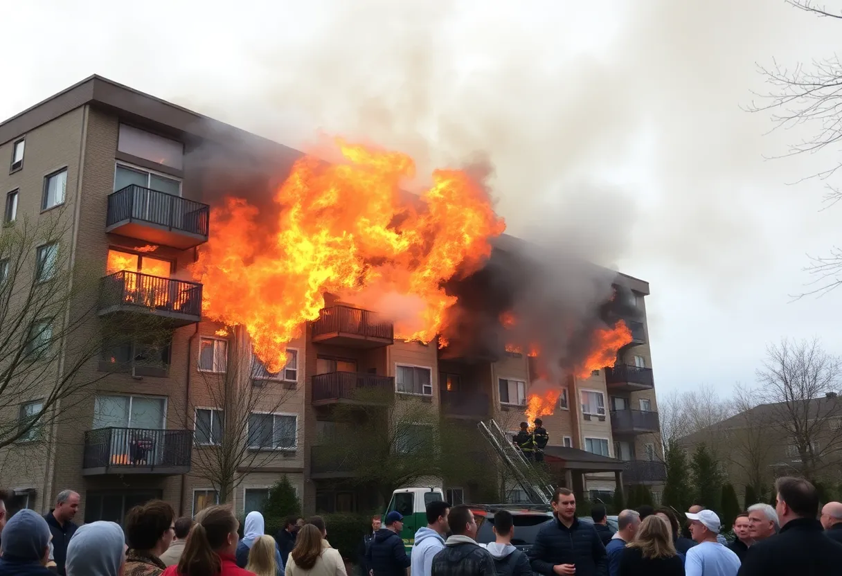 Firefighters battling flames at a Grand Rapids condo