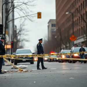 Police officers at a crime scene in Grand Rapids