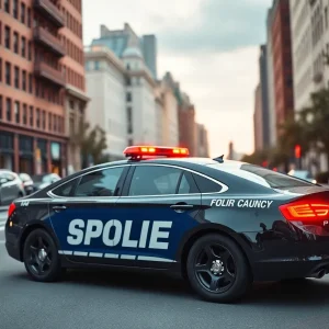 Police car in Grand Rapids city street