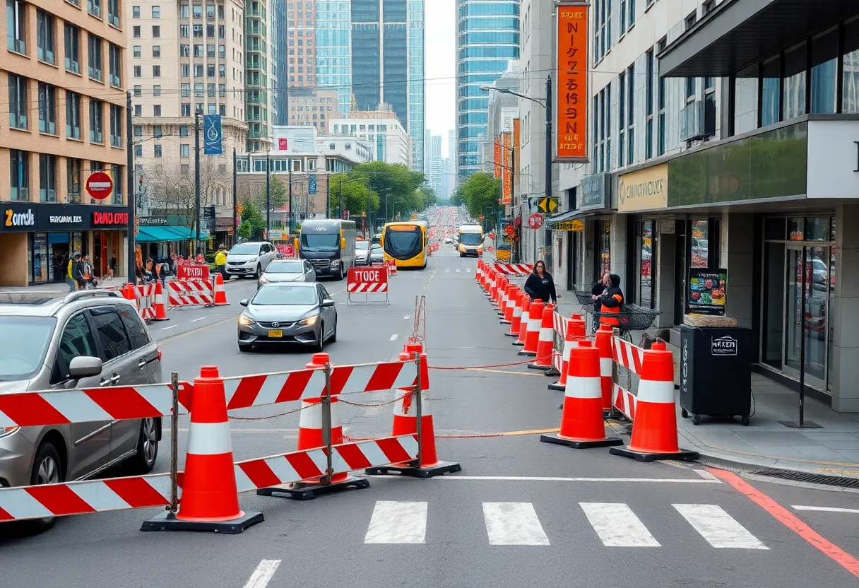 Construction work on Plainfield Avenue in Grand Rapids