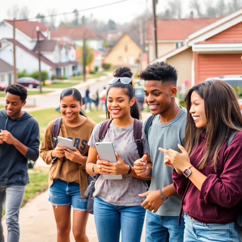 Young adults in a supportive community environment, representing housing stability.