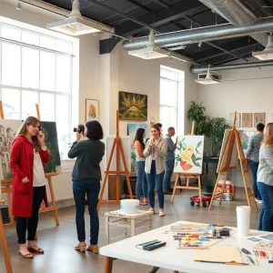 Participants engaged in free art workshops at GRPL