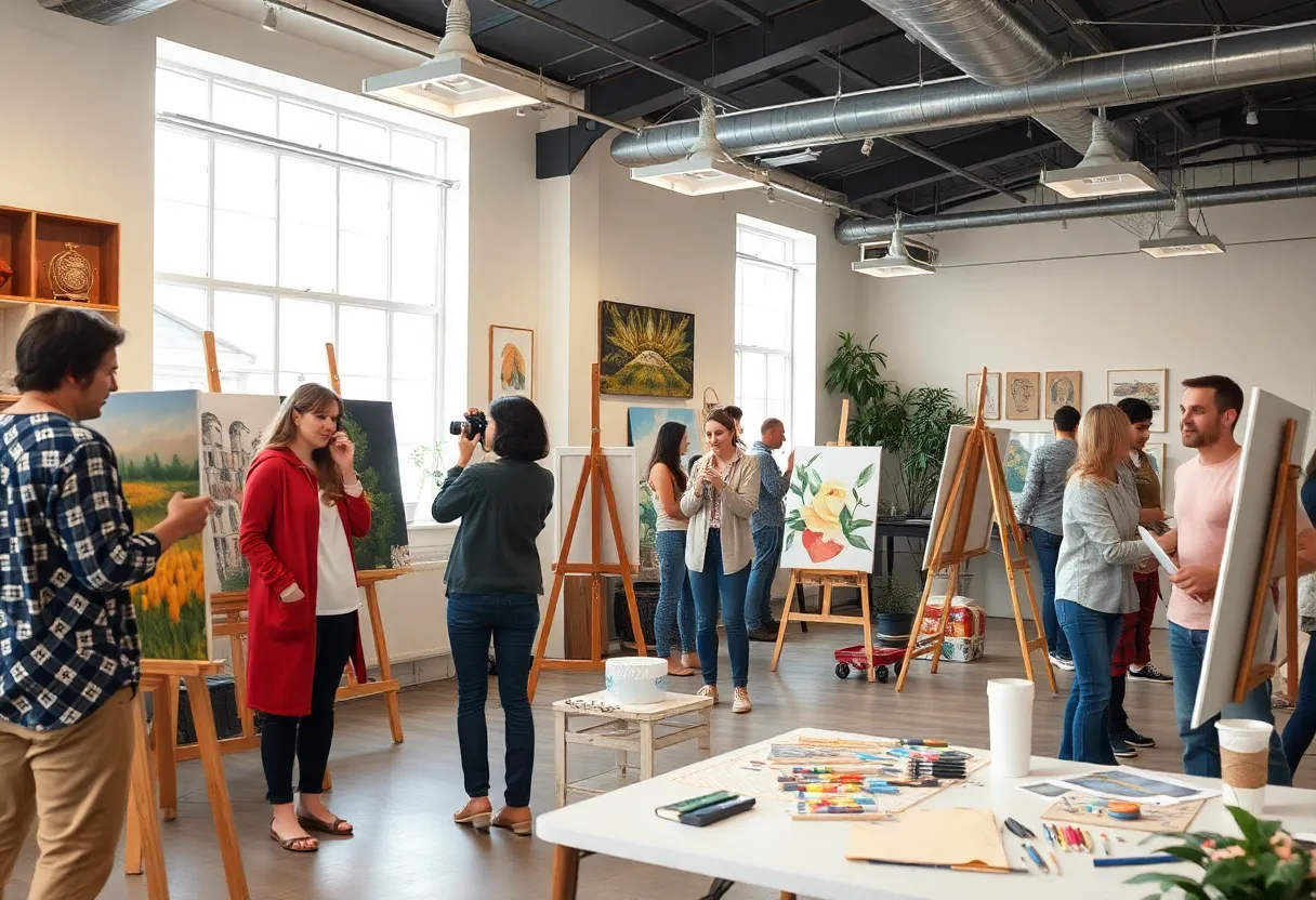 Participants engaged in free art workshops at GRPL
