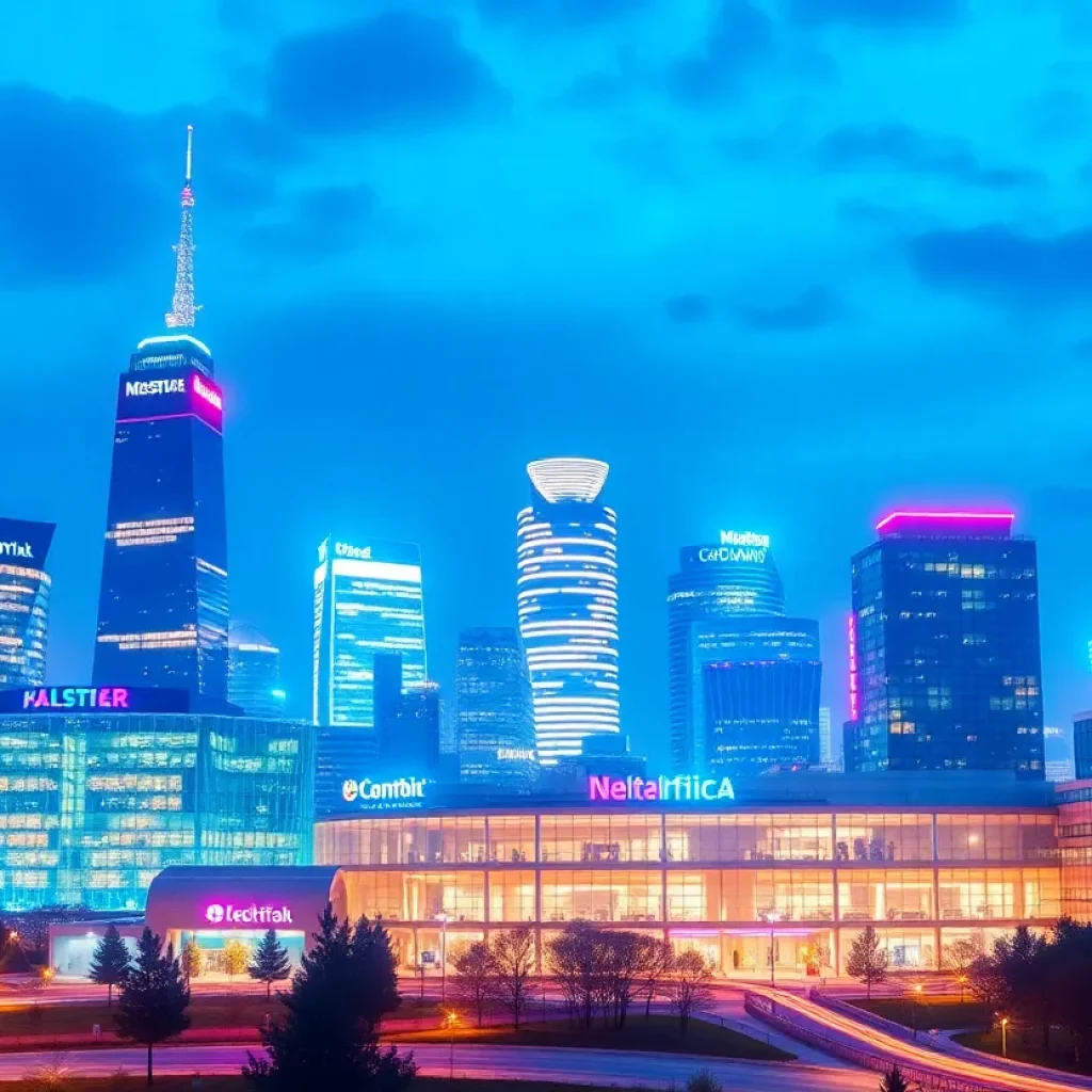 Futuristic healthcare skyline representing innovation in Michigan.