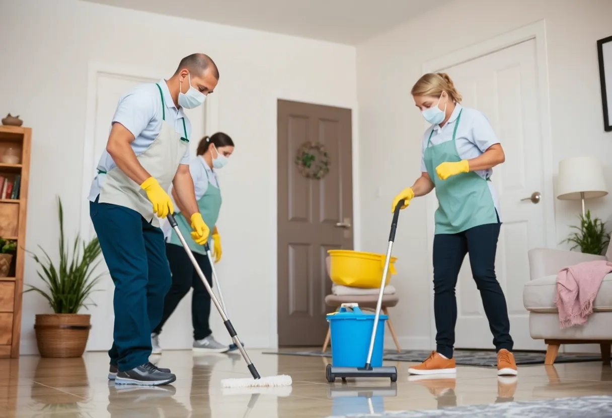 Jeannie Cleaning team providing cleaning services in a home.
