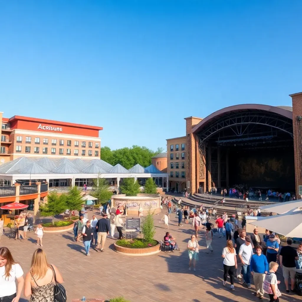 A lively scene depicting tourism in Kent County with various attractions.