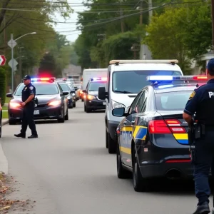 Police officers engaging in a crime scene investigation