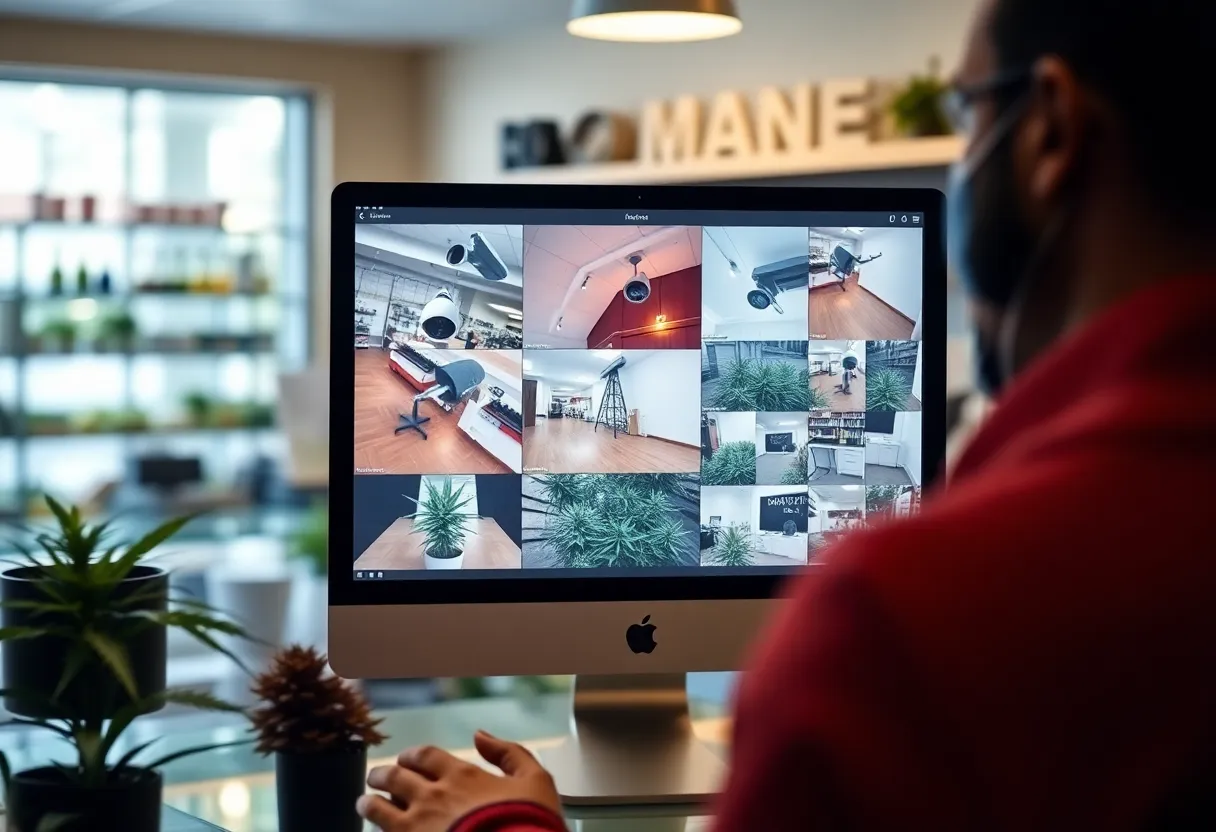 Web-based portal showing live surveillance of a cannabis business.