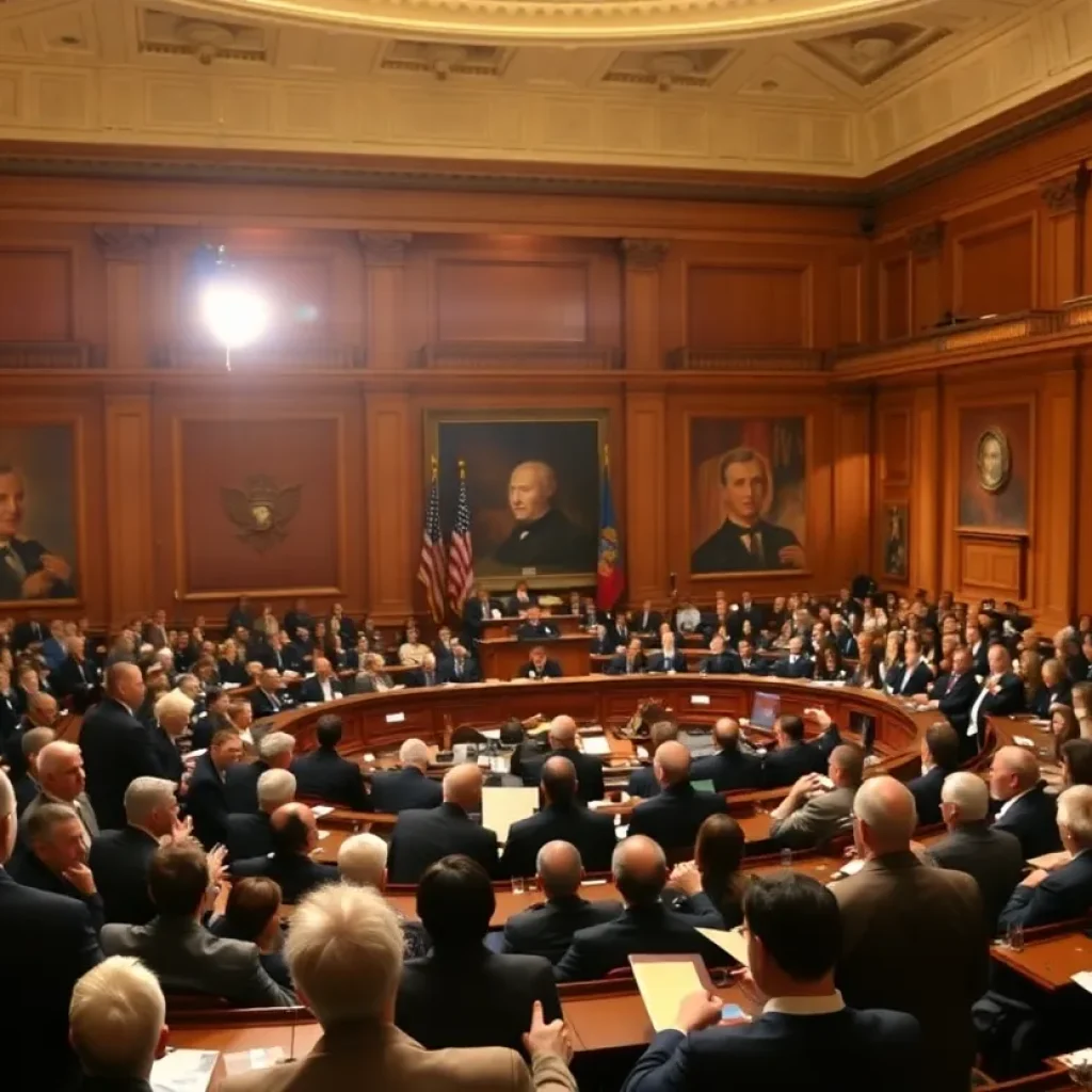 Michigan State Capitol Building with legislative discussions