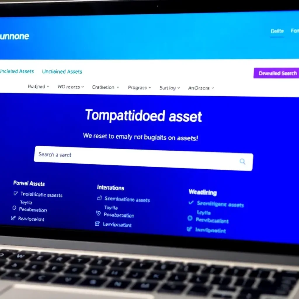 Screenshot of the Michigan Unclaimed Property Program website interface