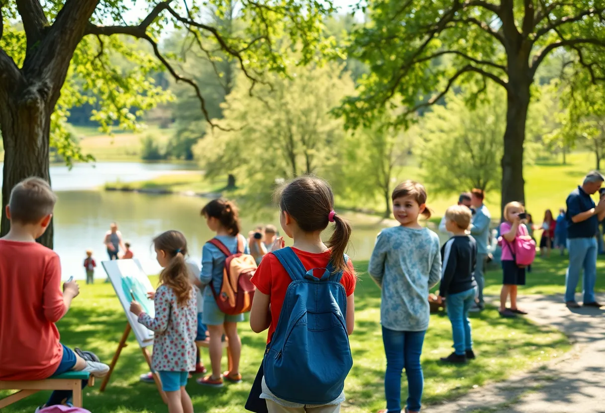 Families and friends engaging in nature activities at Kent County Parks.