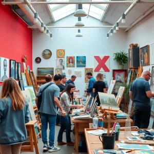 Artists collaborating in NIDO, a creative hub in Grand Rapids.