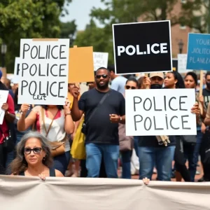Community members rallying for justice outside Kent County Courthouse