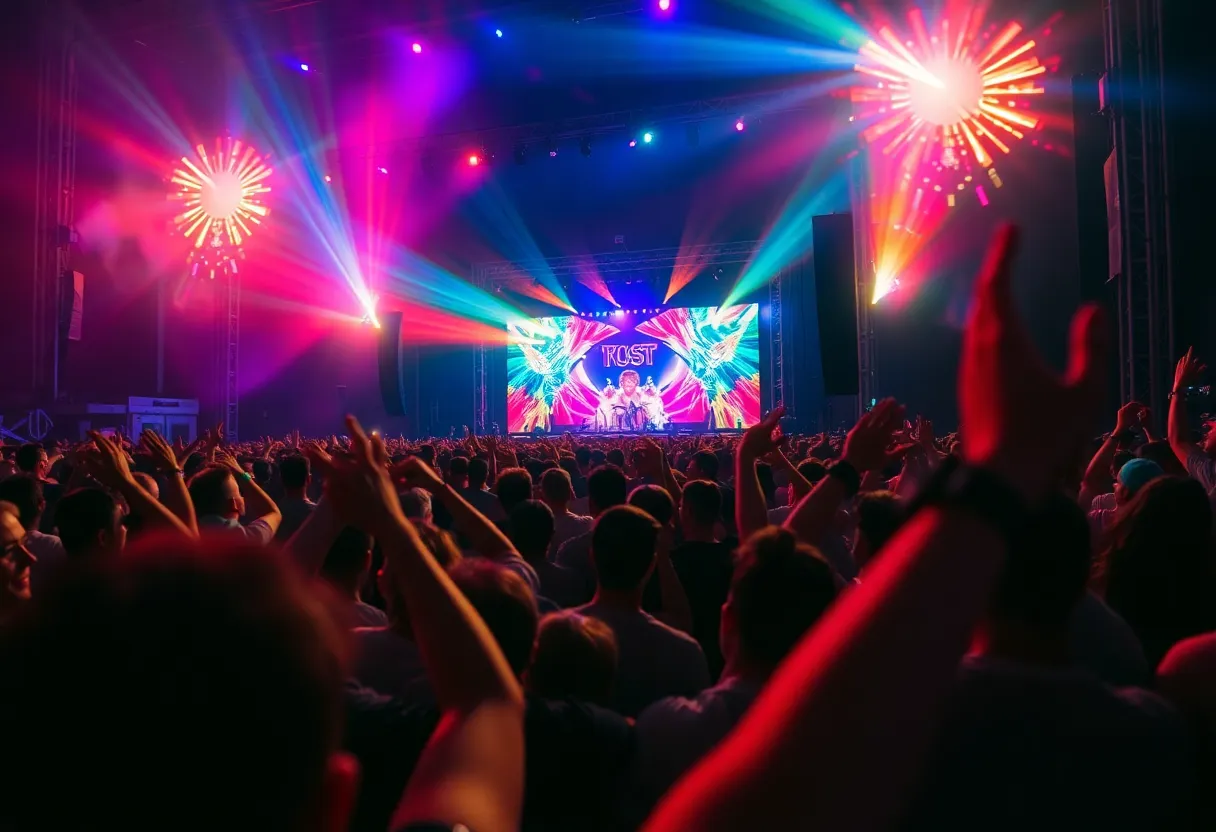Crowd enjoying a live concert of Rainbow Kitten Surprise