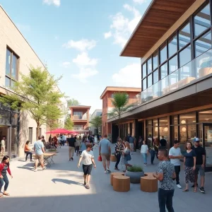 Illustration of community revitalization projects in Grand Rapids, Michigan.