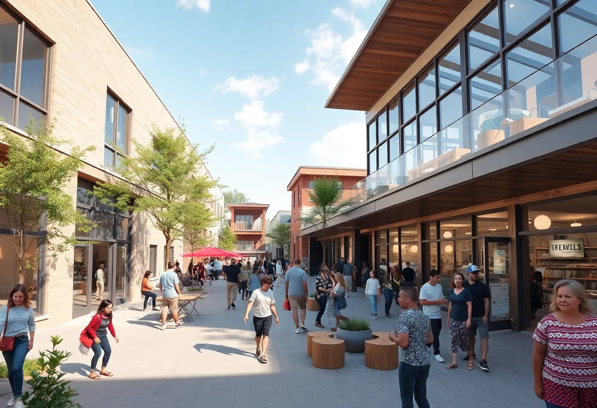 Illustration of community revitalization projects in Grand Rapids, Michigan.