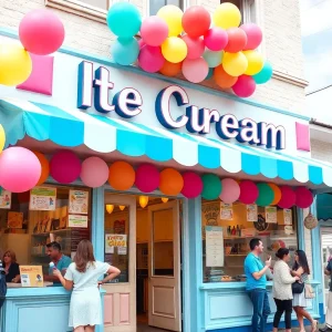 Festive exterior of Rita's Italian Ice shop in Grand Rapids