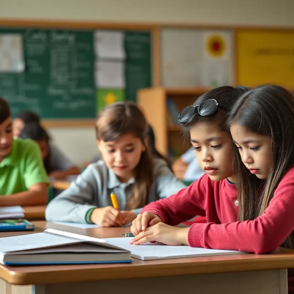 Classroom showing students engaged in learning with a focus on support for educators