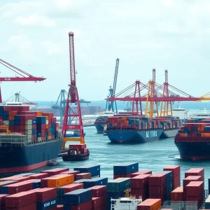 Port of Los Angeles reflecting supply chain challenges due to trade war