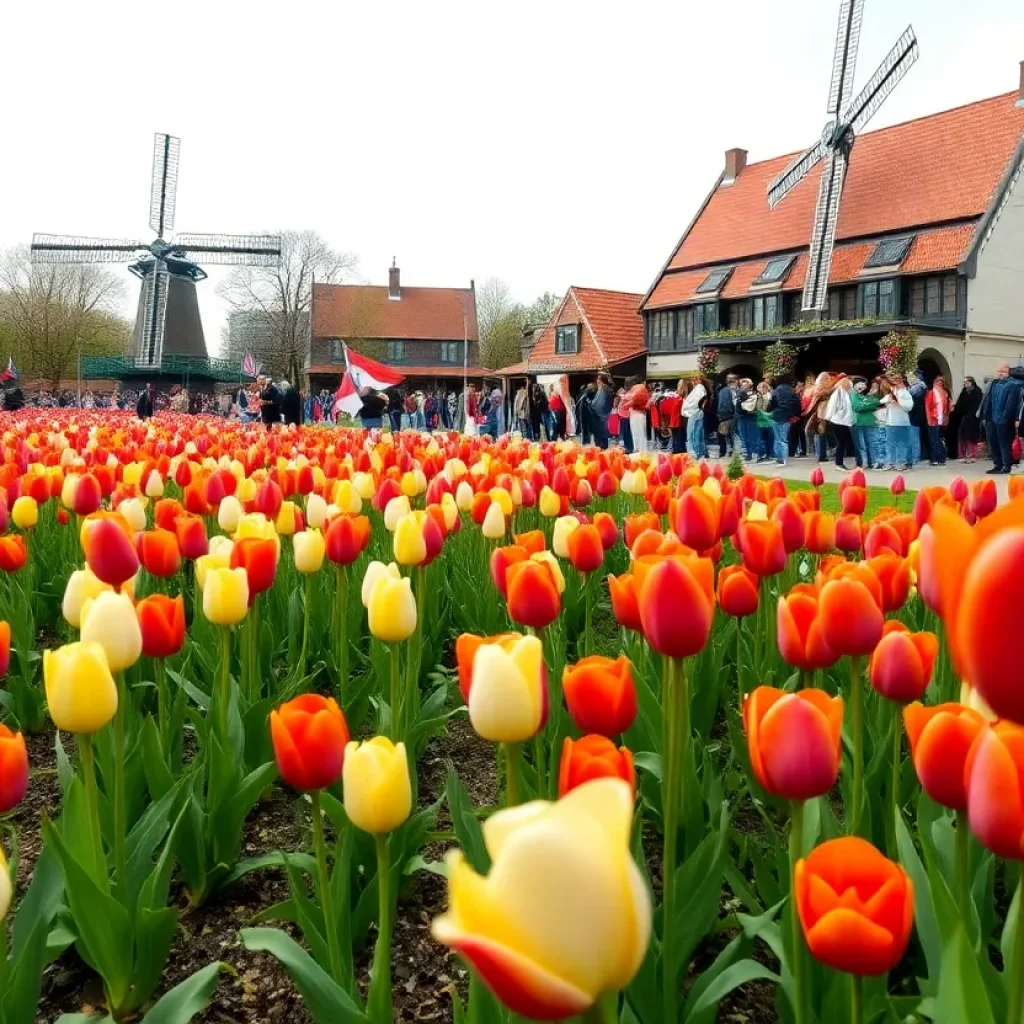 Colorful tulips in full bloom during the Tulip Time Festival