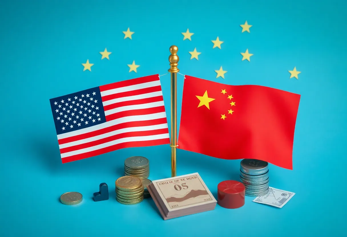 Symbolic illustration of U.S.-China trade discussions and economic cooperation.