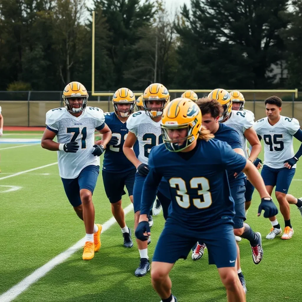 Football players training at Washington State University